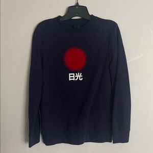 H&M Dark Blue Crewneck Sweater with Red Graphic